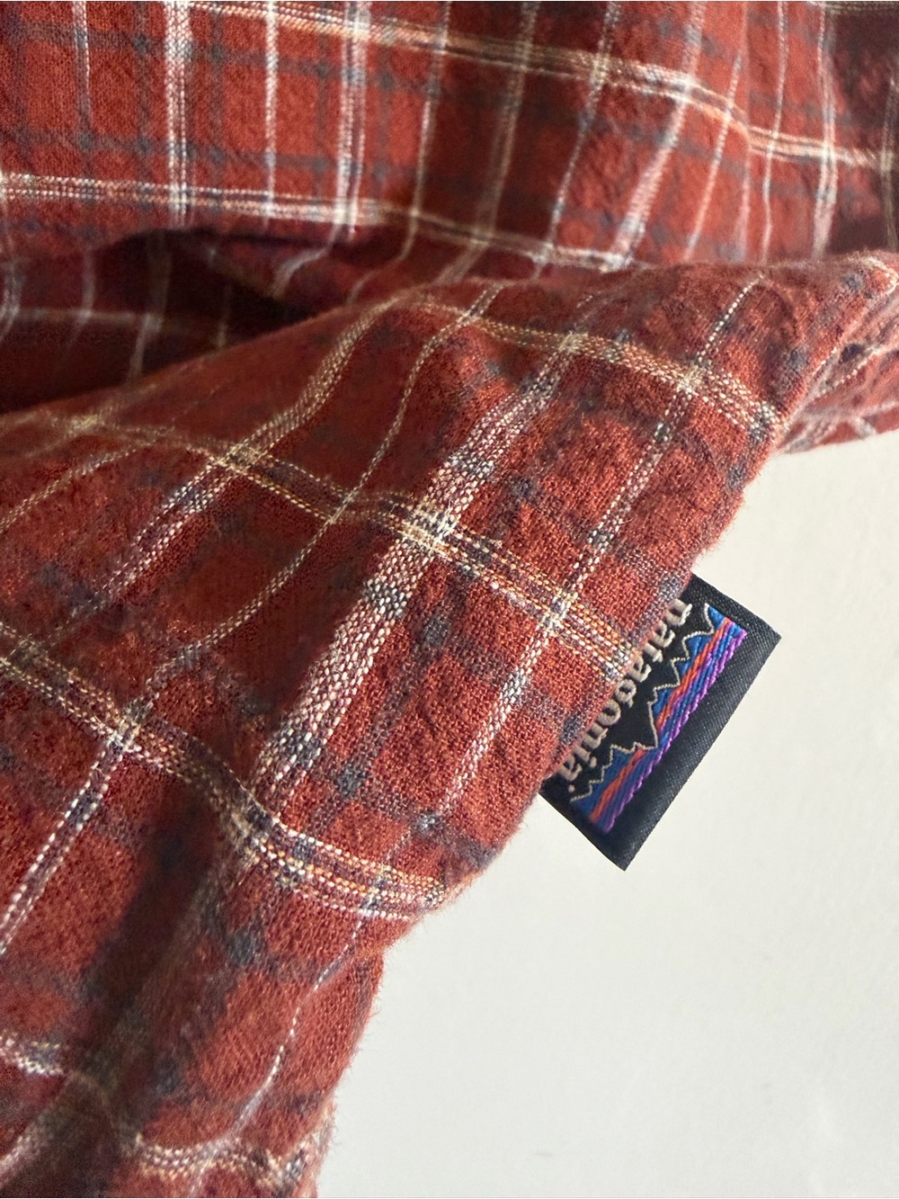 Patagonia Renewal Brown Orange Plaid Back Step Button Front Short Sleeve Shirt - Picture 7 of 12